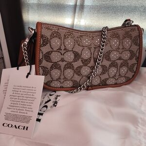 Coach Signature Crystal 20 Swinger Shoulder Bag